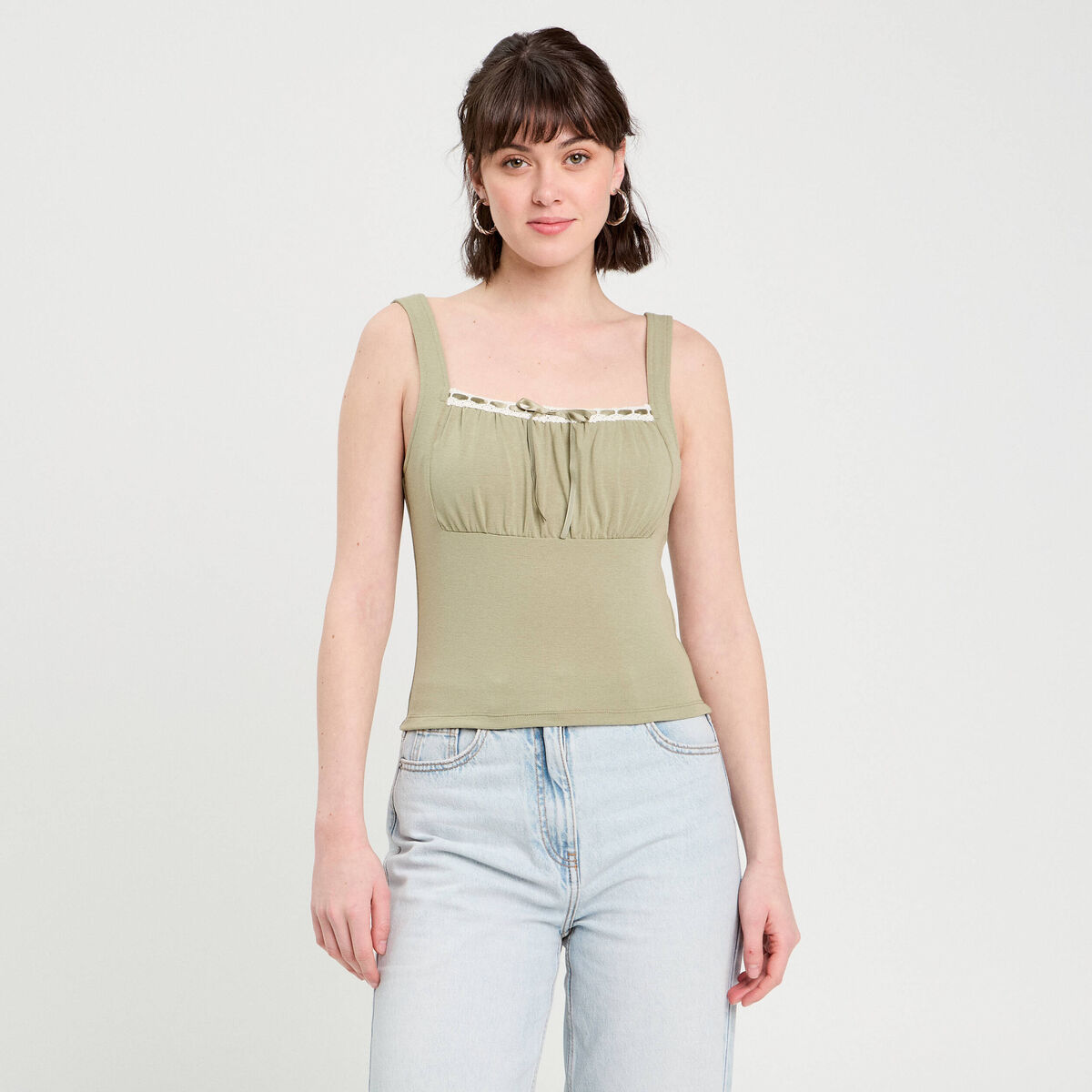 Bustier avec coques vert kaki femme