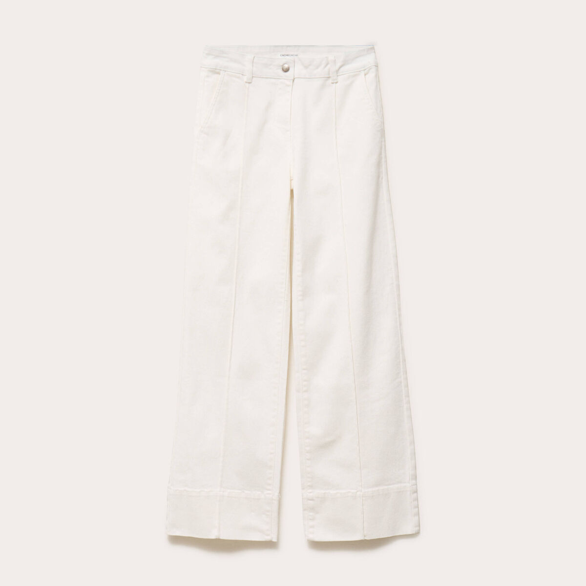 Jean wide leg taille standard denim blanc femme