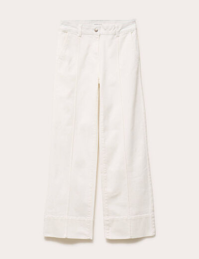 Jean wide leg taille standard denim blanc femme