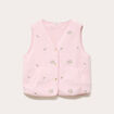 Gilet sans manches brod&eacute; effet polaire vieux rose femme