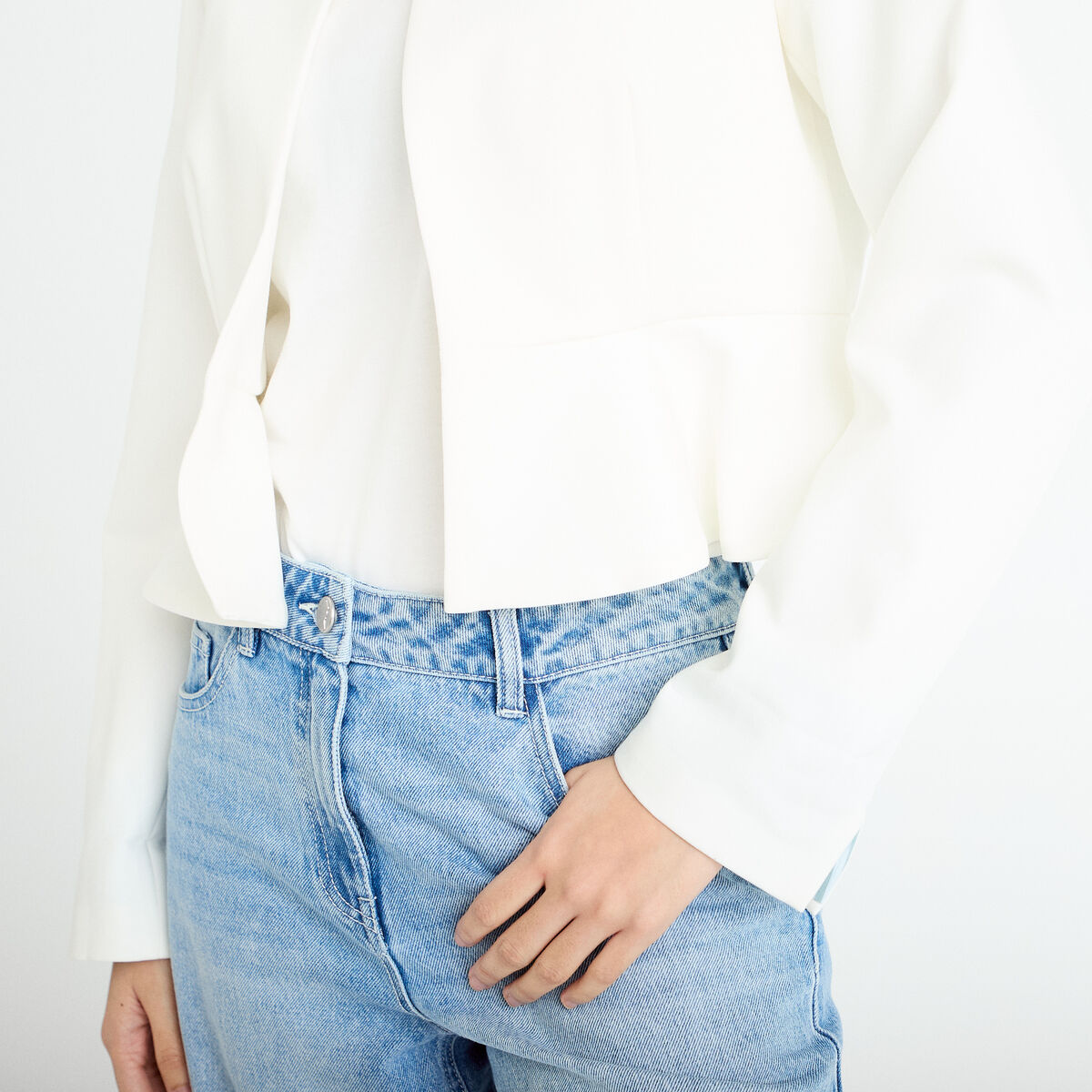 Veste p&eacute;plum Bridgerton ecru femme