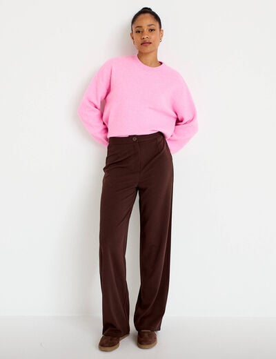 Pantalon large marron fonc&eacute; femme