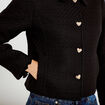 Veste droite en tweed col classique noir femme