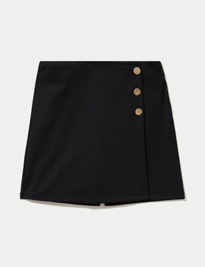 Jupe-short trap&egrave;ze en maille noir femme