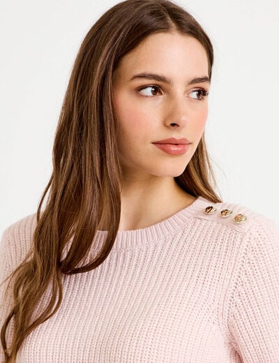 Pull manches longues brillant rose clair femme