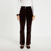 Pantalon bootcut taille haute velours marron fonc&eacute; femme