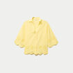Chemise droite col classique manches 3/4 jaune pastel femme