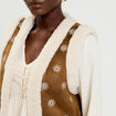 Gilet sans manches fausse fourrure marron fonc&eacute; femme