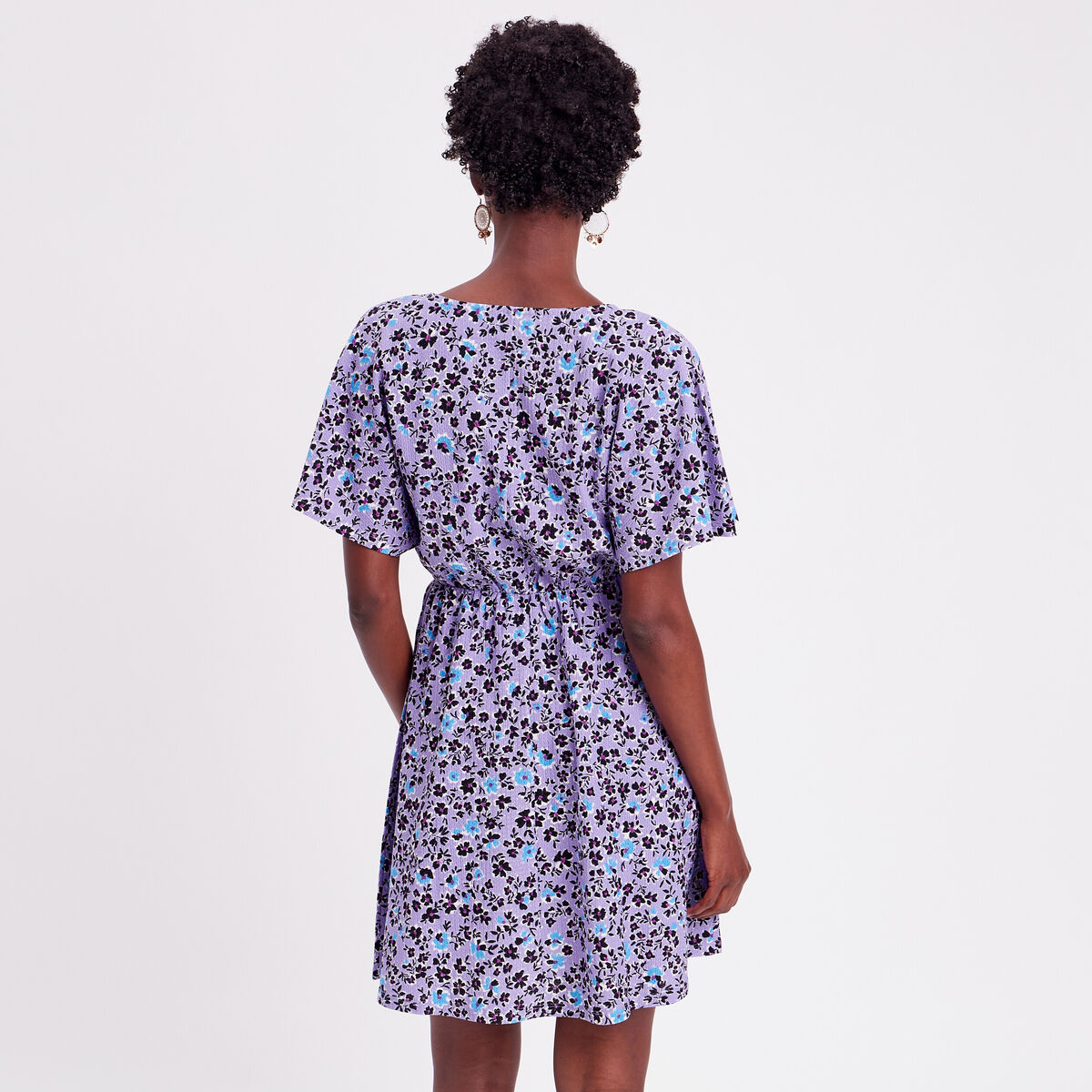 Robe &eacute;vas&eacute;e col en V parme femme