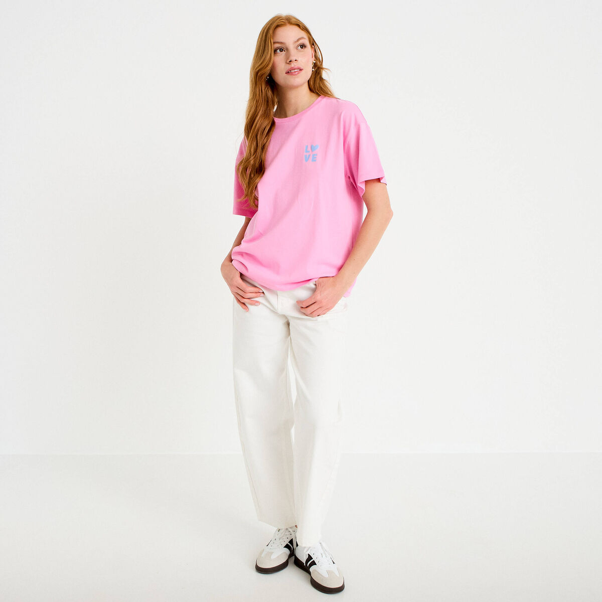 Jean barrel cropped taille standard denim blanc femme