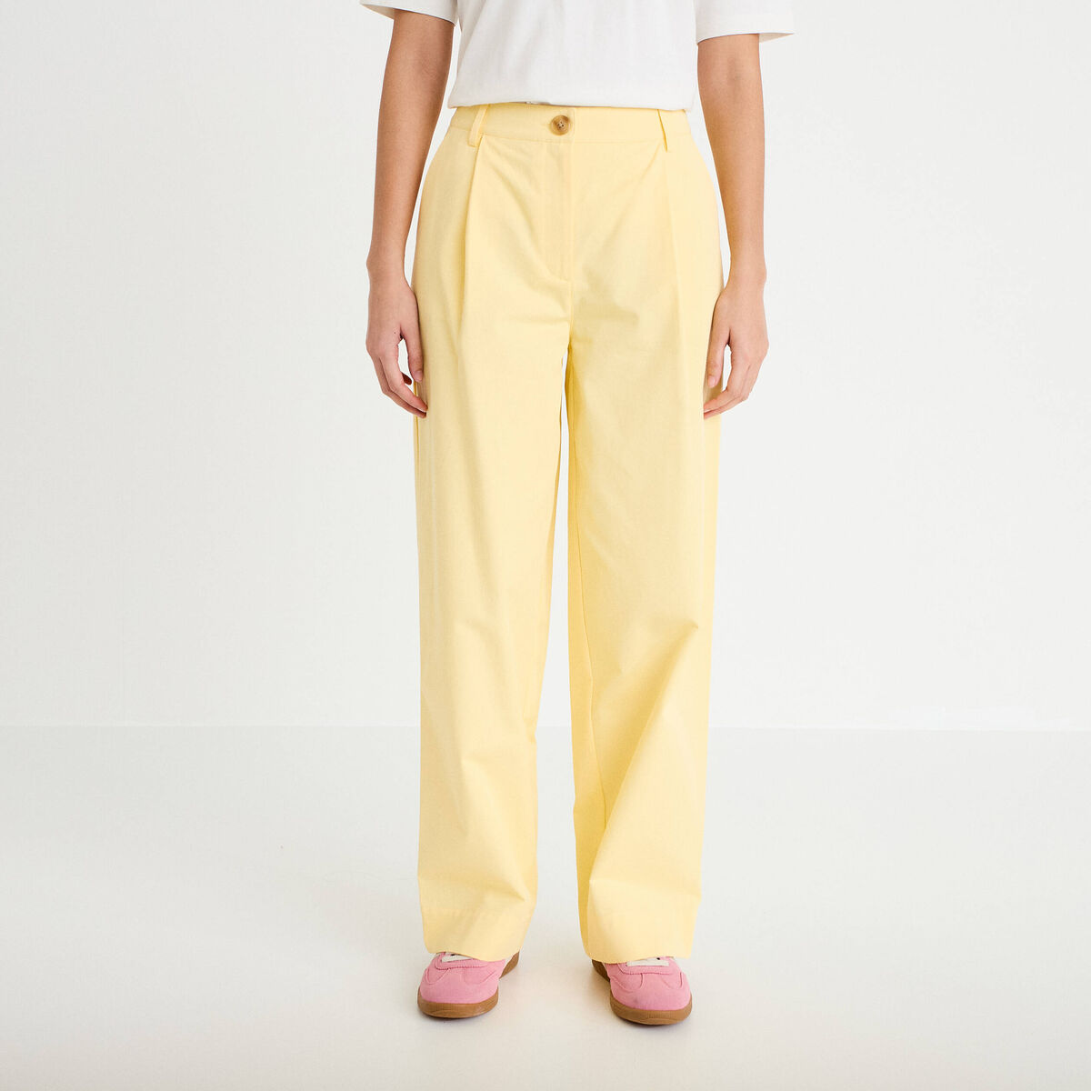 Pantalon large jaune clair femme