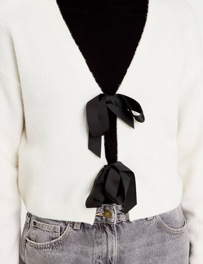 Gilet nou&eacute; ecru femme