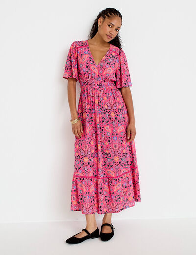 Robe &eacute;vas&eacute;e rose femme