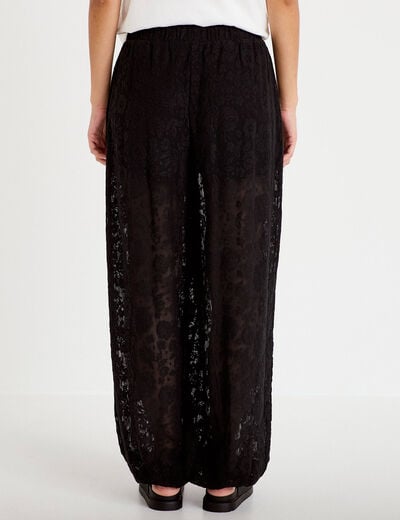 Pantalon bouffant taille standard noir femme