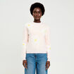 Pull motif fleurs rose clair femme