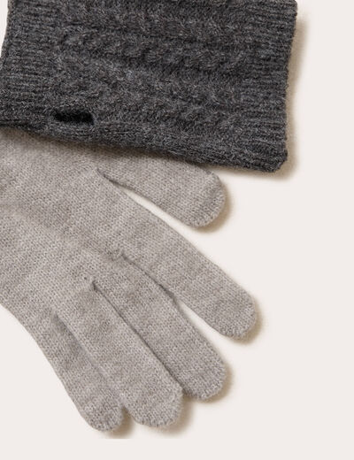 Gants mitaines 2-en-1 gris clair femme