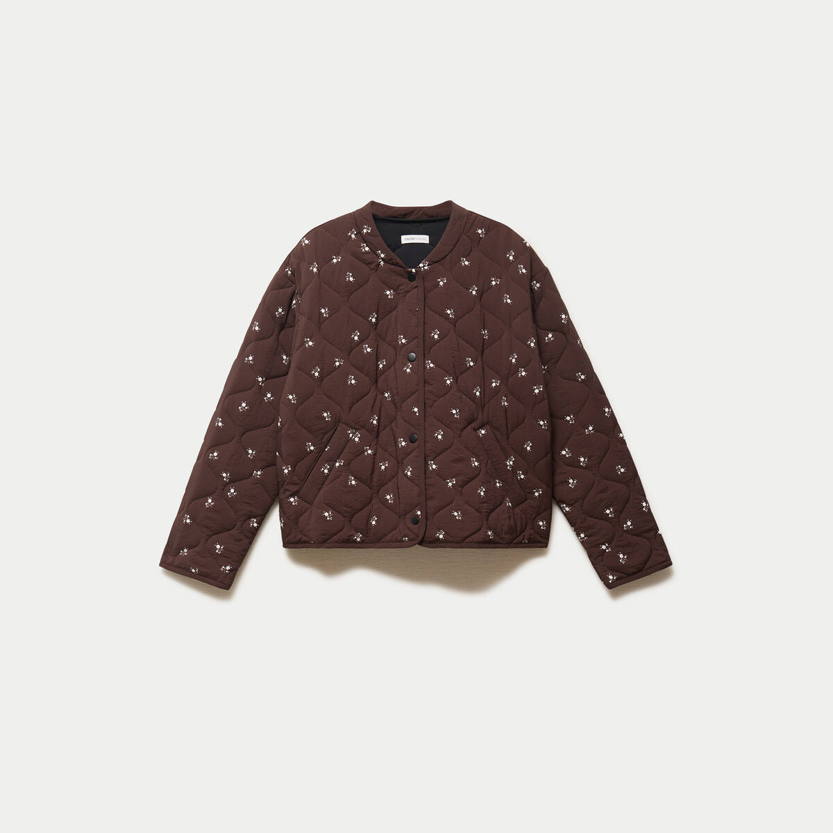 Veste droite manches longues marron fonc&eacute; femme
