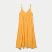 Robe bi-mati&egrave;re col v bretelles fines orange clair femme