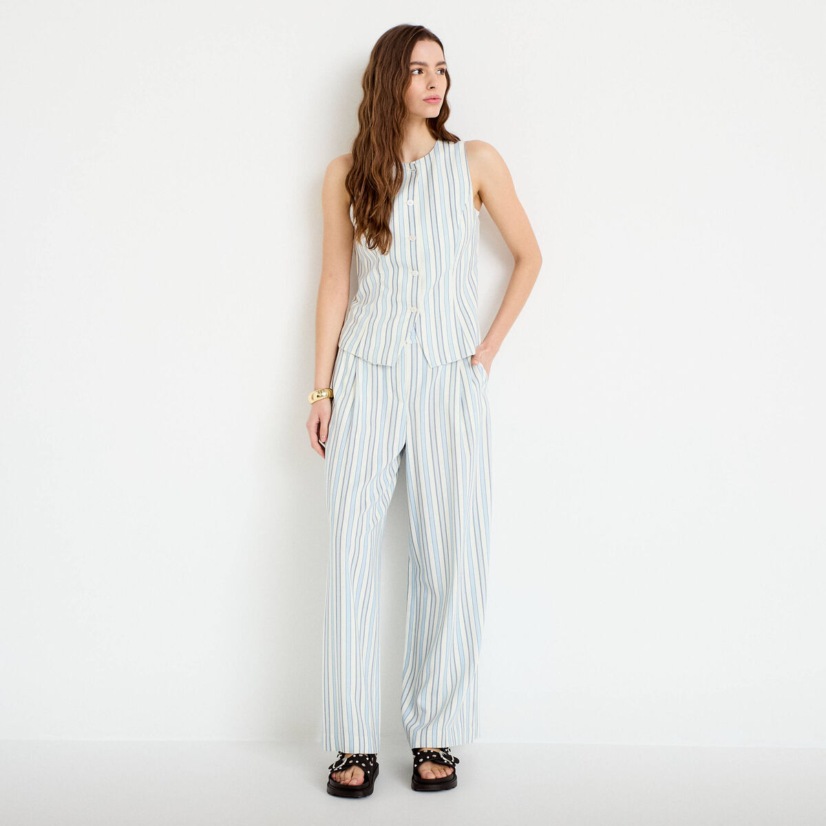 Pantalon large blanc femme