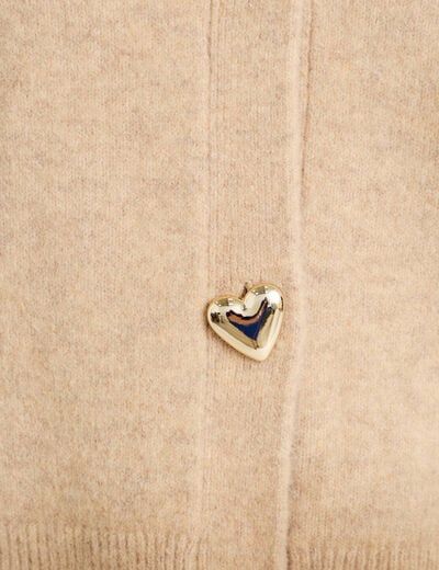 Gilet boutons coeur beige femme