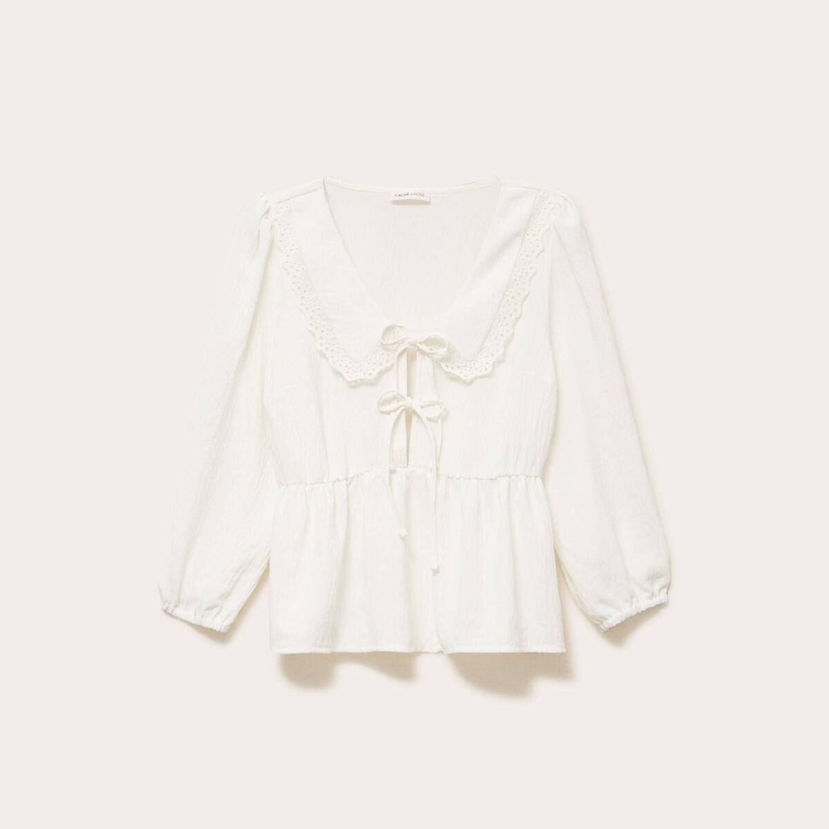 Blouse col claudine ecru femme