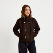 Caban court col montant marron fonc&eacute; femme