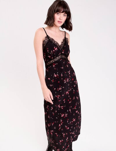 Robe &eacute;vas&eacute;e col v noir femme