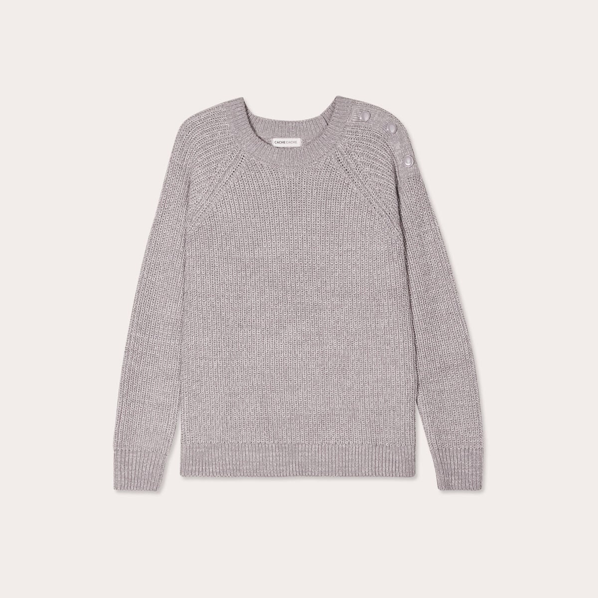 Pull manches longues gris clair femme
