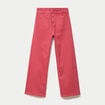 Jean wide leg cropped taille haute rose framboise femme