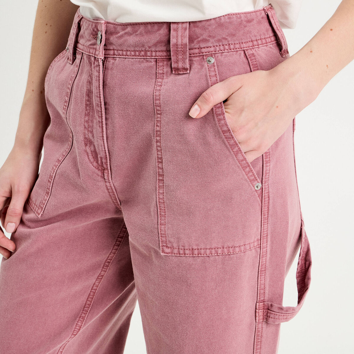 Jean wide leg carpenter vieux rose femme