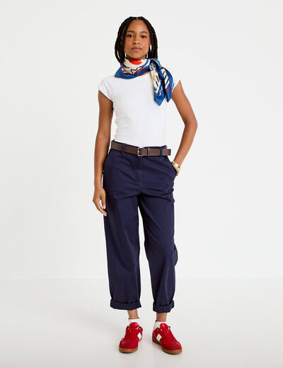 Pantalon chino avec ceinture amovible bleu marine femme