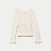 Pull ajour&eacute; col rond manches longues ecru femme
