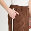 Pantalon large bandes c&ocirc;t&eacute;s marron fonc&eacute; femme