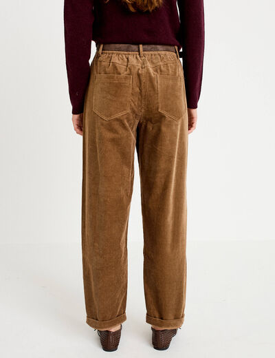 Pantalon barrel ceinture amovible taupe femme
