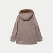 Manteau mi-long &agrave; capuche taupe femme