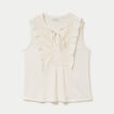 Blouse sans manches col v ecru femme