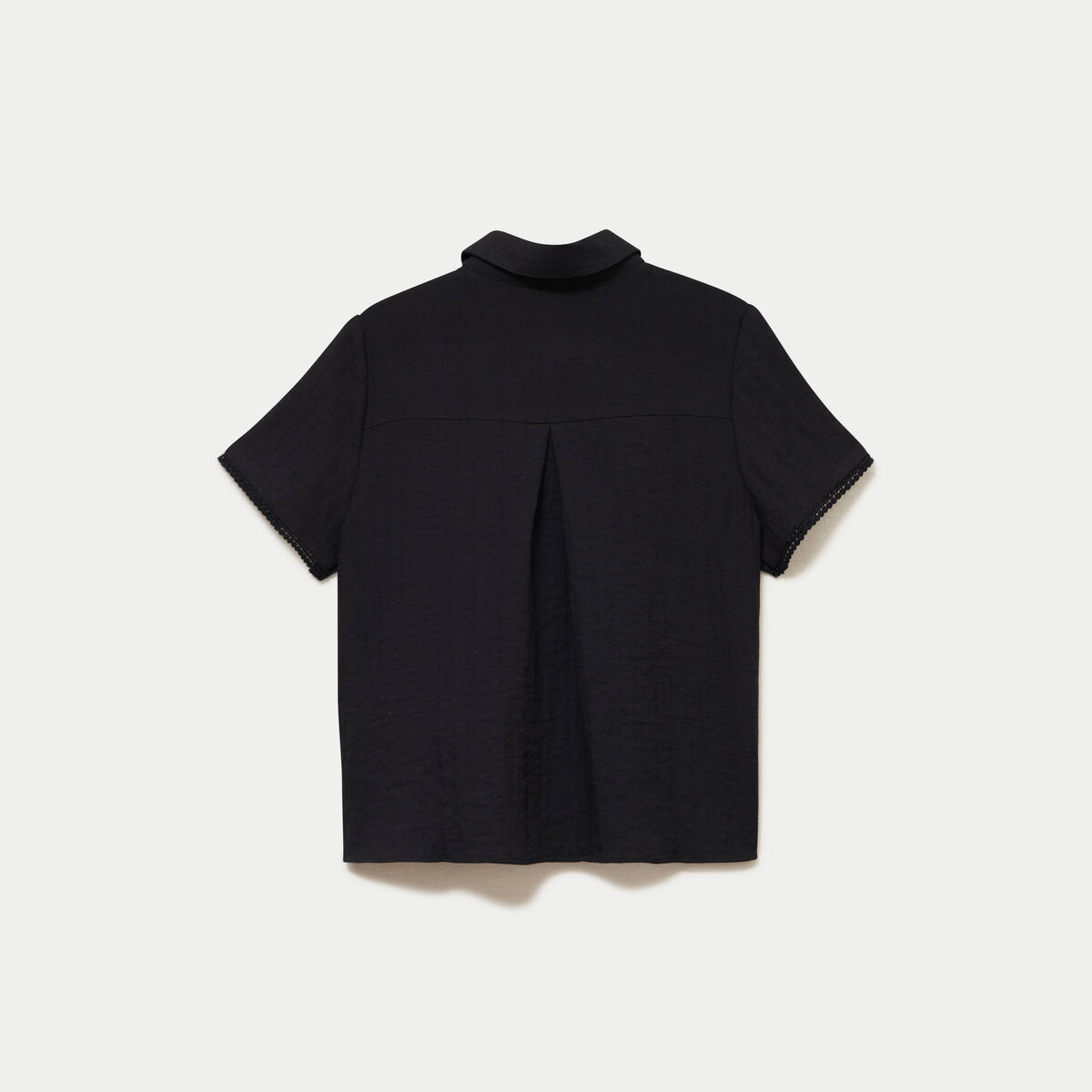 Chemise col classique manches courtes noir femme