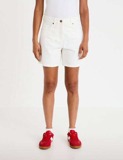 Bermuda regular 5 poches en jean denim blanc femme