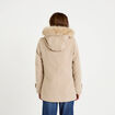 Manteau mi-long &agrave; capuche beige femme