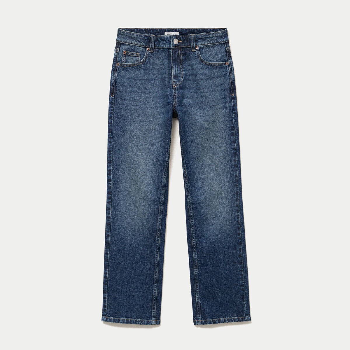 Jean droit taille standard bleu femme