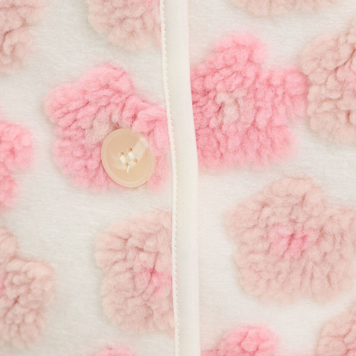 Gilet sans manches &agrave; motif effet polaire ecru femme