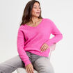 Pull avec col en V rose femme