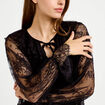 Blouse manches longues en dentelle noir femme