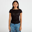 T-shirt ajust&eacute; dentelle col bateau noir femme