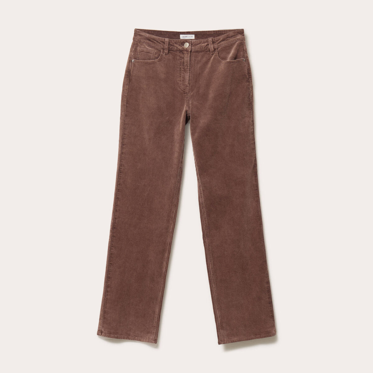 Pantalon droit en velours jaune femme