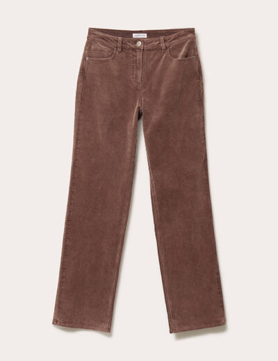 Pantalon droit en velours jaune femme