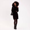 Robe manches longues col montant noir femme