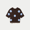 Pull col rond manches courtes marron fonc&eacute; femme