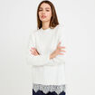 Pull manches longues avec dentelle ecru femme