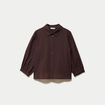 Chemise droite col classique manches 3/4 marron fonc&eacute; femme